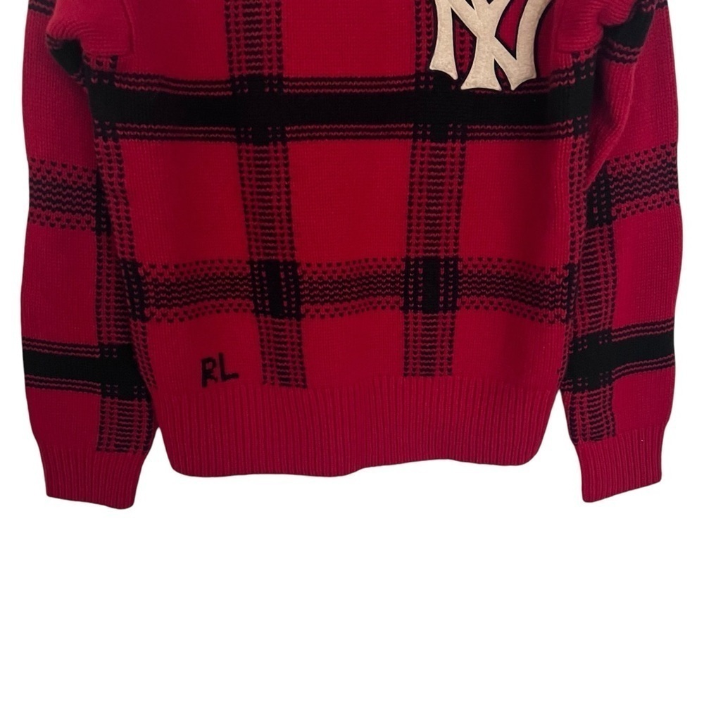 Polo Ralph Lauren Red Wool Blend Yankees Plaid Sweater - Picture 6 of 16